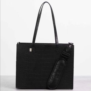 NEW Beis Mini Work Tote in Black Croc